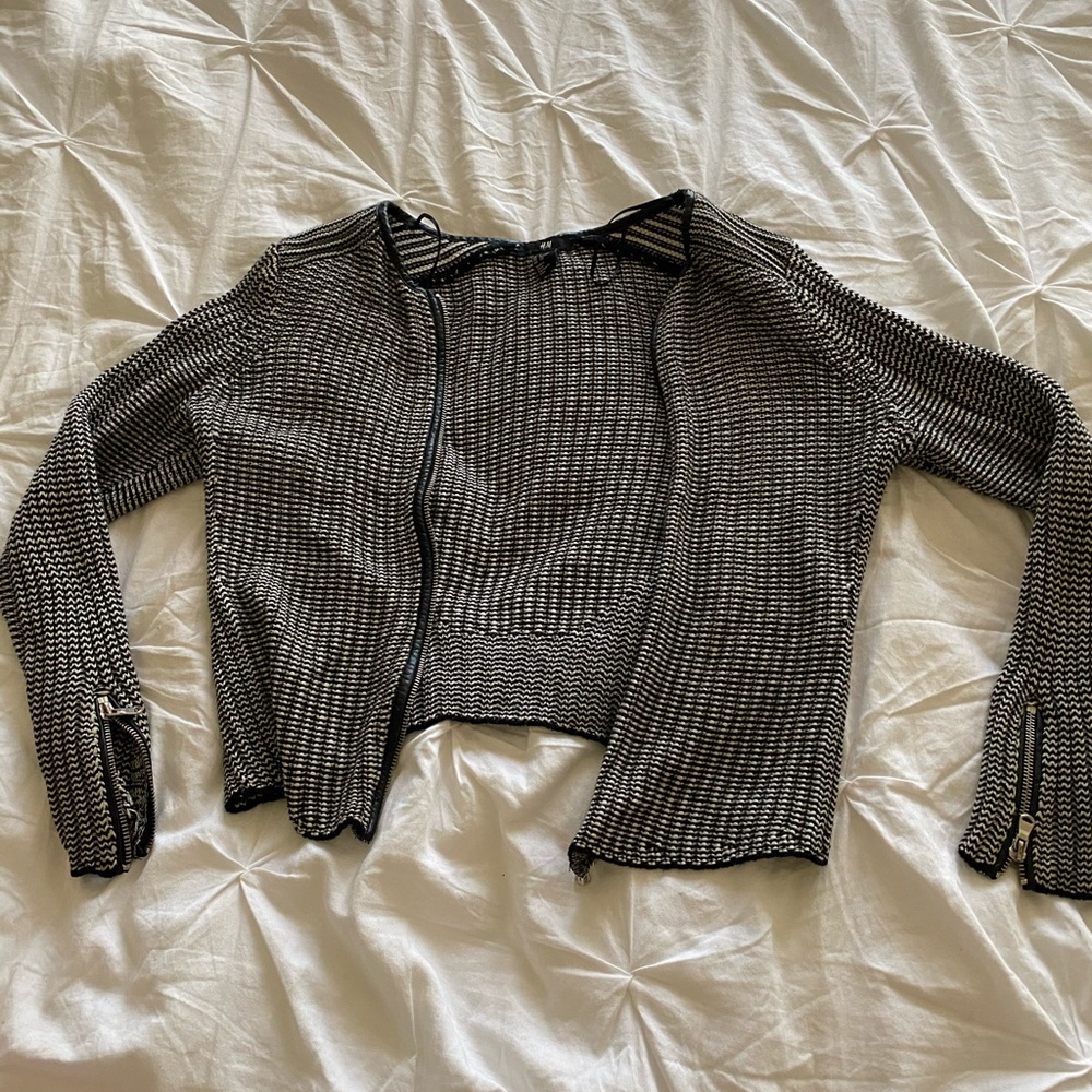 Black and White Knit Cardigan